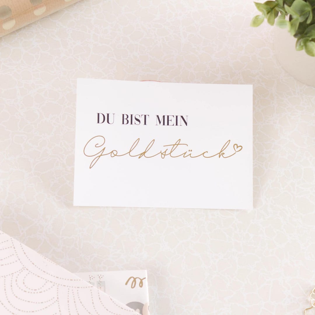 ARKRAFT Hochzeitskarten Set – 2 Karten Mit Geldbeutel, Goldgeprägt, 17x12 Cm (M13)